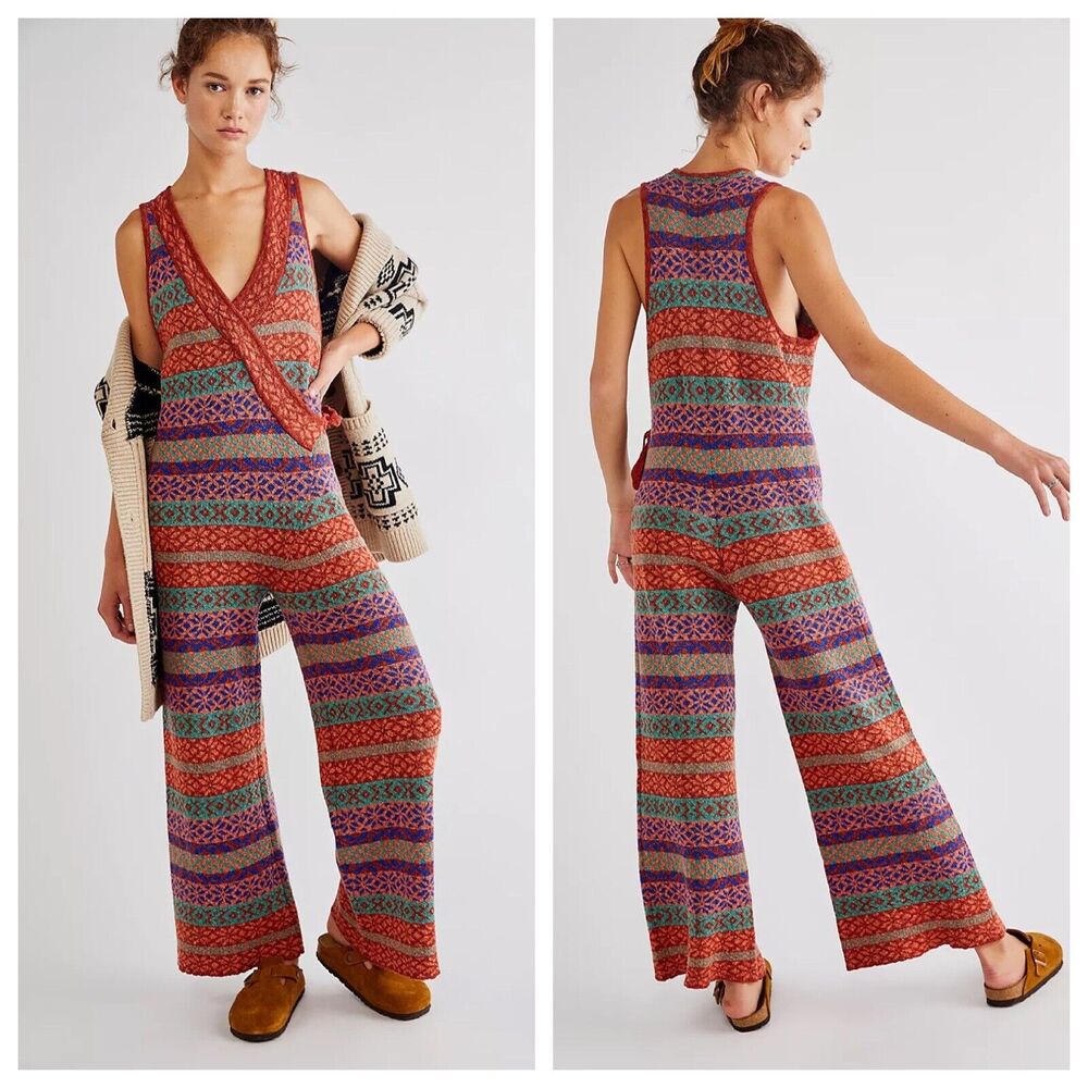 Free People Snowfall Kind Of Love One Piece Jumpsuit Size XS Red Currant NWT